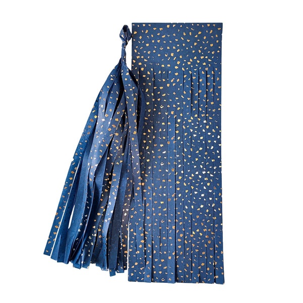 Gold Printed Stamped Tassel Sheet -Dark Blue